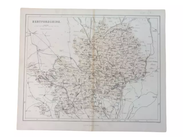 Hertfordshire Antique Map By Hughes 1863