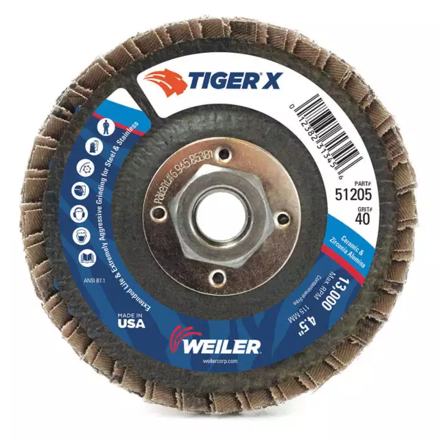 WEILER 98917 Flap Disc,7 in. x 60 Grit,8600 RPM