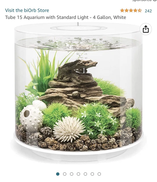 biOrb Tube 15 Aquarium with Standard Light, 4 Gallon, White