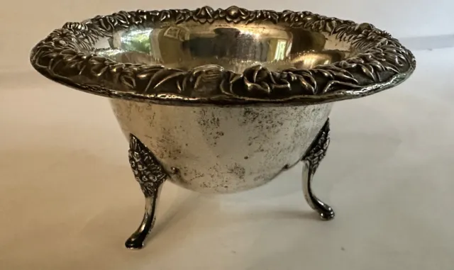 5” Antique 925 Silver 157g Footed Repousse Bowl S Kirk & Son Baltimore #207 LL-2