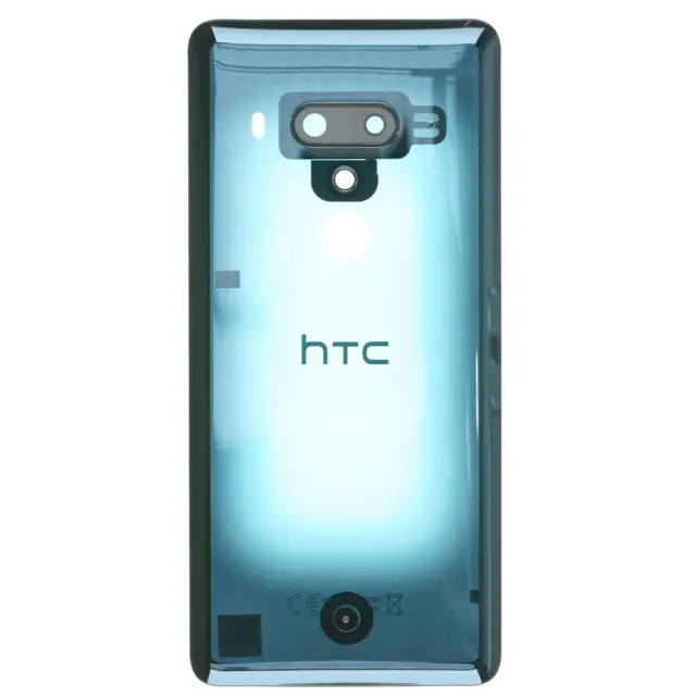 Original HTC U12+ Coque Arrière Verre Batterie Boîtier Caméra Lens Bannière Bleu