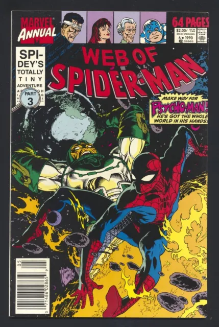 The Web of Spider-Man Annual #6 NM 1990 Marvel NEWSSTAND vs Psycho-Man