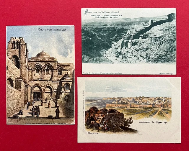 3 x AK Israel um 1900 Jerusalem, Wüste Juda mit Einsiedlerkloster   ( 120144