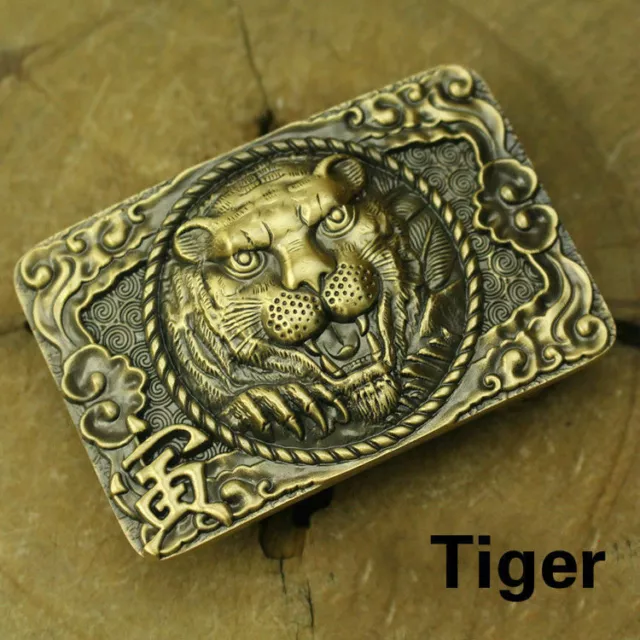 Chinese Zodiac Belt Buckles Brass Golden Toad Embossed Buckle Head Retro Decor 2