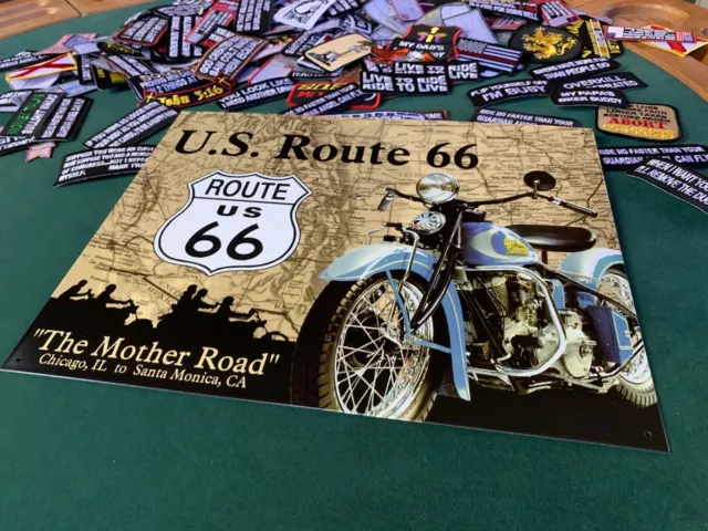 Us Route 66 Historic Mother Road Tin Metal Classic Sign Garage W/ FREE PATCH USA