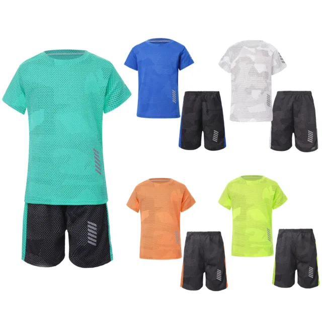 iEFiEL Kinder Jungen Sportkleidung Set Trainingsanzug Kurz Ärmel Atmungsaktives