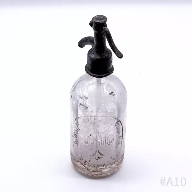 Antike Unio Budapest Siphonflasche Sodaflasche Siphon aus Glas | 7,5 x 25 cm 3