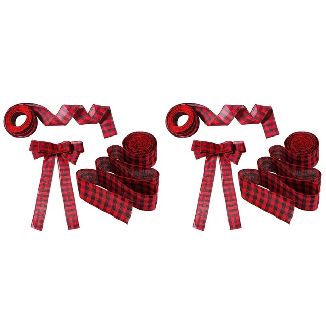 6 pcs Bänder für Haar Bögen Red Plaid Band Weihnachten Geschenk Band