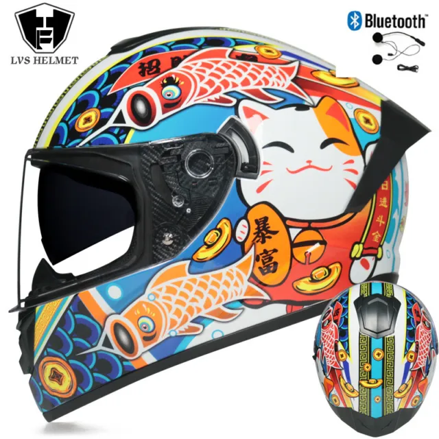 DOT Bluetooth Full Face Motorcycle Helmet Racing Dual Lens ATV Motor Helmets