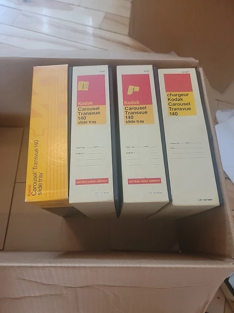 4 bandejas deslizantes Kodak Carousel Transvue 140 en caja original (paquete)