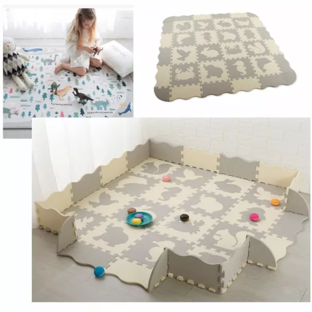 Large Jigsaw Puzzle Mat EVA Foam Colour Tiles Exercise Kids Edge