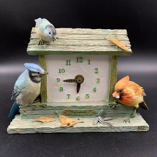 Marjolein Bastin Sketchbook Bird Feeder TableTop Clock Bluejay Cardinal Hallmark