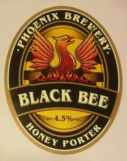 PHOENIX brewery BLACK BEE pump clip real ale beer badge front Manchester