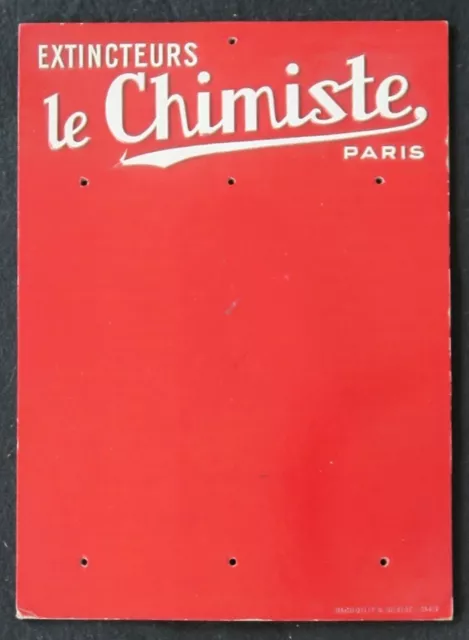 Ancien carton publicitaire LE CHIMISTE Extincteur Feuerlöscher extinguisher