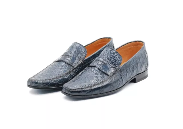 Sutor Mantellassi - Mocassino Loafer jeans in coccodrillo