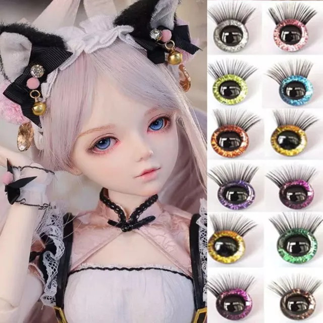 10 Colors Plastic Safety Eyes Eyes with Eyelash  Doll Accessories