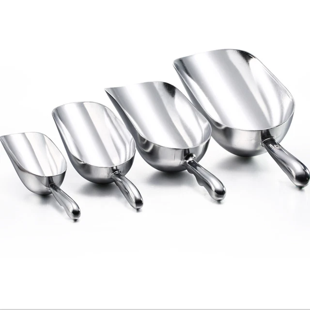 Bar Ice Scoop, Cast Aluminum Scoop for Coffee, Dry Goods with Contoured Handle