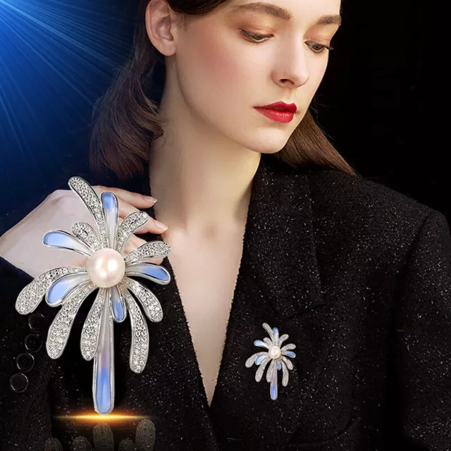 Fashion Painted Fireworks Pearl Brooches For Women Coat Jewelry Party Accessory