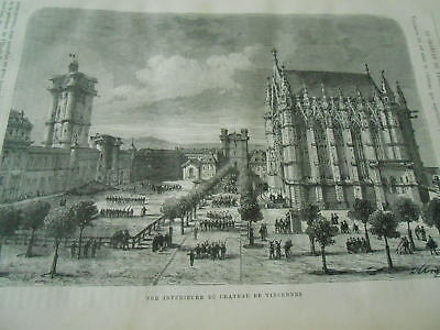 Le Chateau de Vincennes Castle Gravure Antique Print 1875