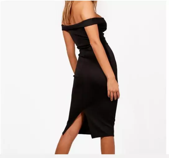 BOOHOO Skye Sweetheart Off Shoulder Bodycon Dress US SIZE 2 BLACK  $ 34.00 2