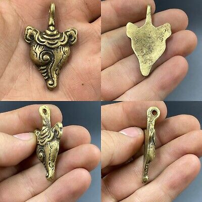 Stunning Near Eastern Old Bronze Unique Shell Amulet Wearable