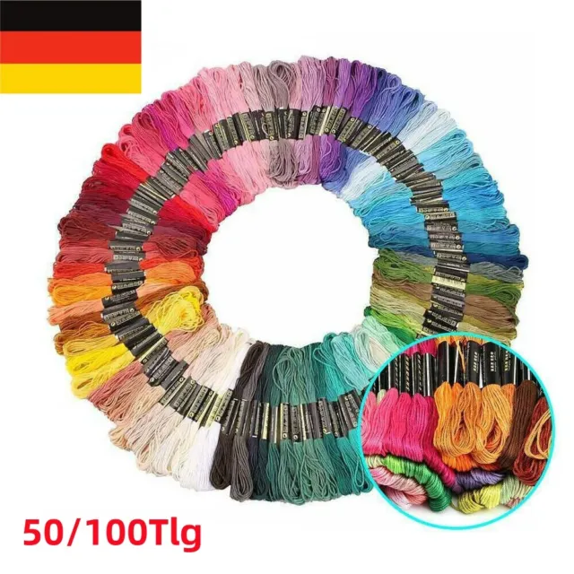 50/100tlg Anchor Stickgarn Sticktwist 8m Multi Farben Sticken Nähgarn Set DE