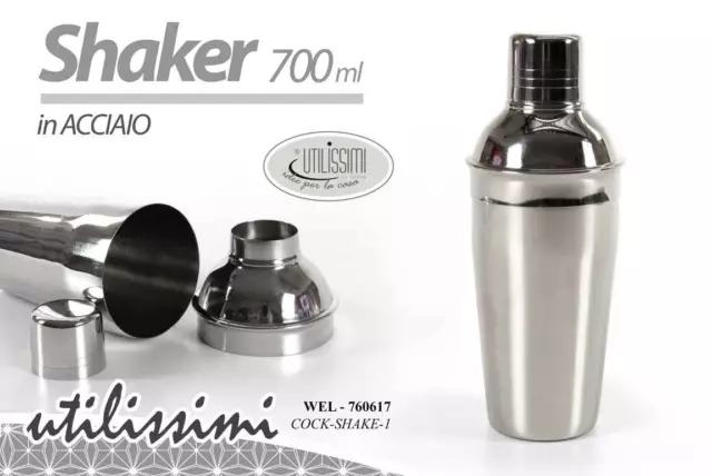 Shaker Mixer Drink Cocktail In Acciaio Inox 700 Ml Set Barman Wel-760617