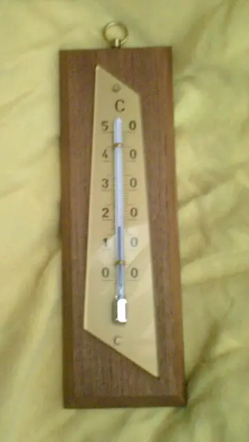 sehr alt + OVP, Zimmerthermometer 14 cm, Kirschholz, analog, D-Fertigung 2