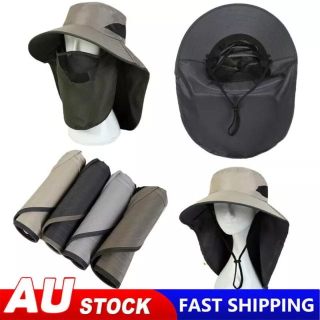 Outdoor UV Protection Sun Hat Neck Face Flap Wide Brim Cap Fishing