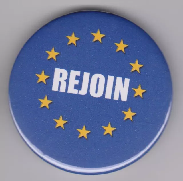 Rejoin! Anti-Brexit protest badge - Pro-EU pin supporting UK in European Union