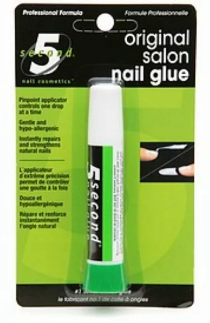 5 Second Nail Cosmetics Original Salon Nail Glue Hypoallergenic 0.07 Oz 3 Pack