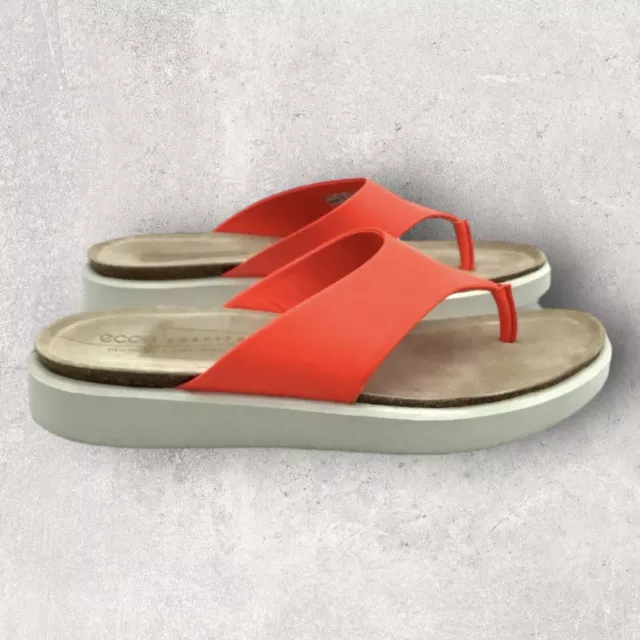 Ecco Womens Corksphere Sandals Orange Size 9 40 Casual Slip On Thong Shoes