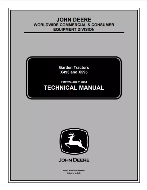 John Deere X495 X595 Garden Tractors Repair Technical Manual PDF/USB - TM2024