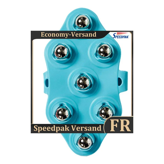 Hand Held Body Massager 7-Ball Massage Glove for Back Neck Foot (Blue) Hot