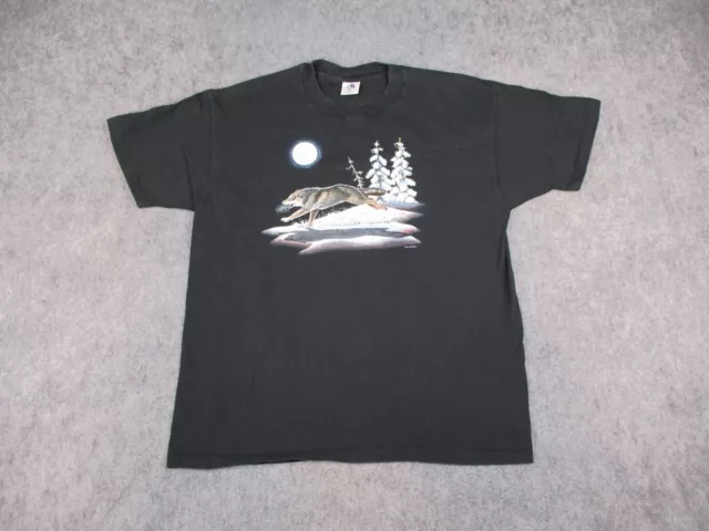 Vintage Wolf Shirt Mens XL Black Jim Morris Environmental Single Stitch USA Made
