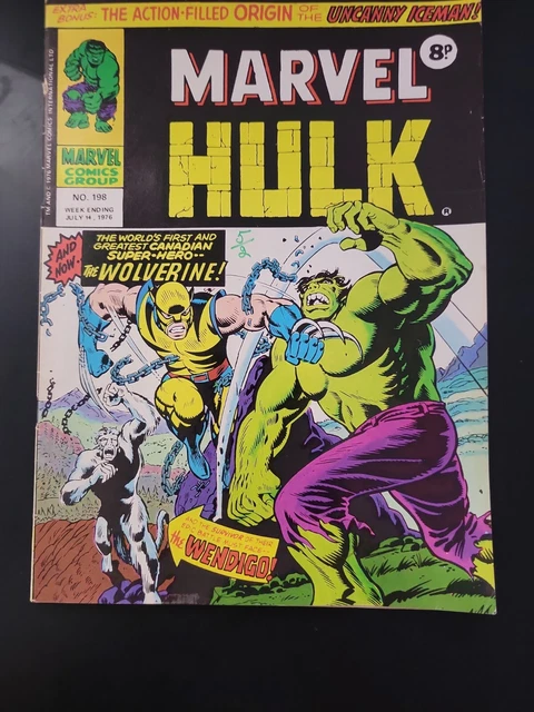 MIGHTY WORLD OF MARVEL #198 FN 1st App Wolverine UK/ Incredible Hulk 181 RARE🔥
