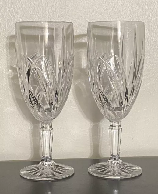 Set Of 2 Waterford Marquis Brookside Water Goblets Crystal Glasses Iced Beverage