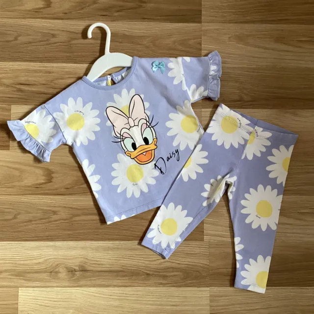 Baby Girl Clothes 6-9 months Preloved Disney Baby Daisy Duck T Shirt & Leggings