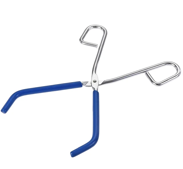 Lab Beaker Tongs Stainless Steel Chrome Plated 10-inch Opens up to 200mm Blue