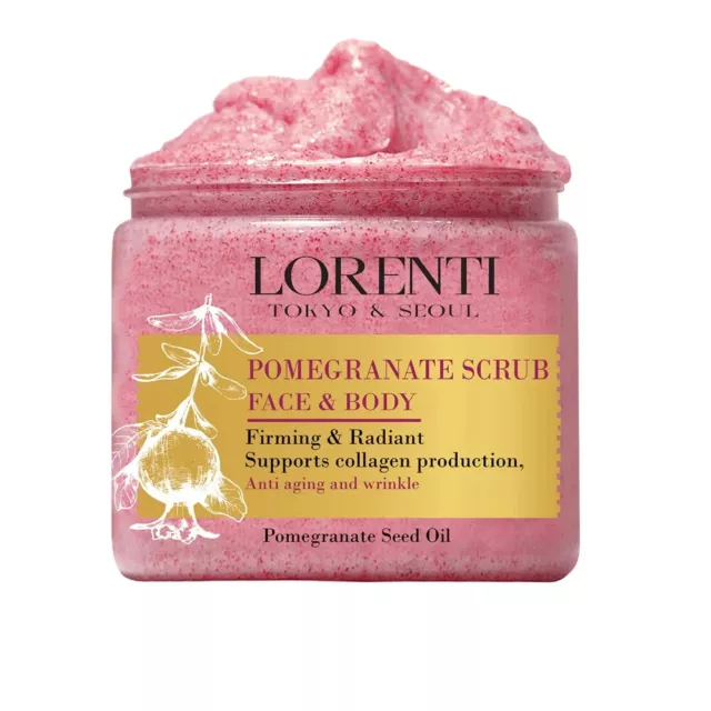 Lorenti Pomegranate Face & Body Scrub Facial Lightening Collagen Support 500ml