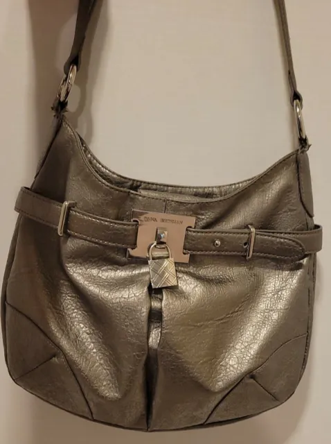 Women's Dana Buchman Metallic Silver Shoulder Handbag Bag Purse