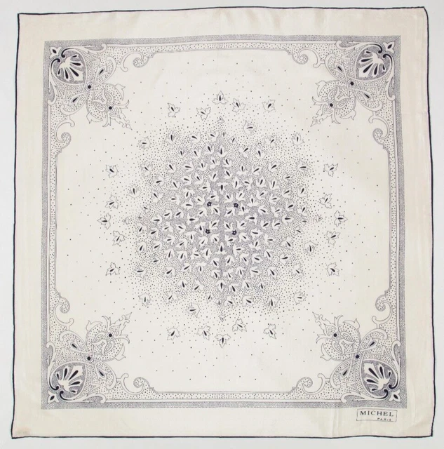 Foulard Vintage Michel Paris - Soie & Vinylal - Multicolore Floral - Fait Main - Lavage à Sec