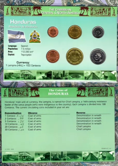 Littleton World Coin Set Honduras UNC w/card 1956-1999 2 centavos 1956