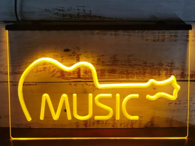 Guitar Music LED Neon Light Sign Beer Bar Jazz Club Home Bedroom Wall Art Décor