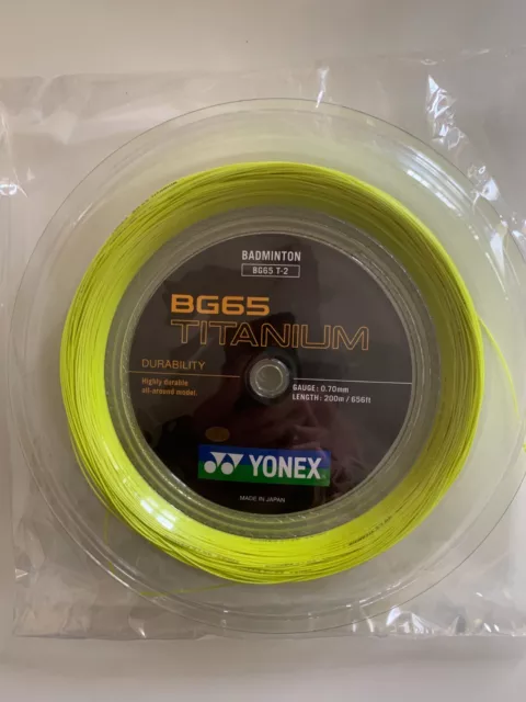 YONEX Badminton String Reel - BG65 Titanium (65Ti) - BG65Ti-2 - 200m - Yellow