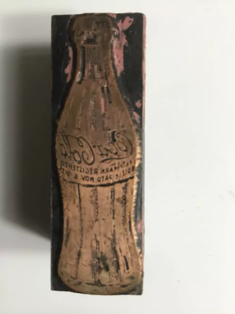 Coca Cola Press Block ink Stamp used in Print Advertising Coca Cola Logo Bottle