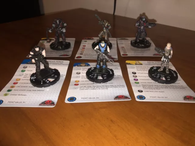 Gears Of War Heroclix Lot Marcus Fenix Damon Baird  General Raam Locust W/cards