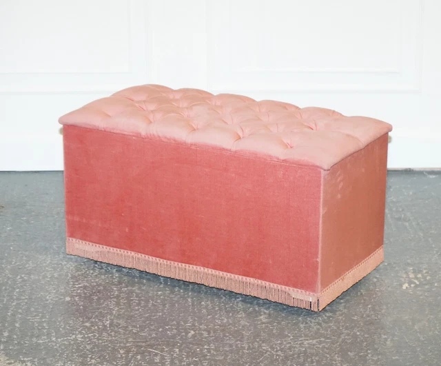 De Colección Década De 1960 Cama Otomana Grande Con Extremo De Almacenamiento Caja De Pecho Con Flecos Maletero