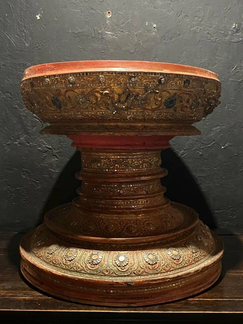 Antique Box Burma Burmese Painted Dragon Tayo Lacquer Asian Large Wood Rare 20th 7