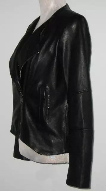 NWT Helmut Lang WASHED Leather Cropped BIKER / MOTO Jacket Women L Black MSP$995 3